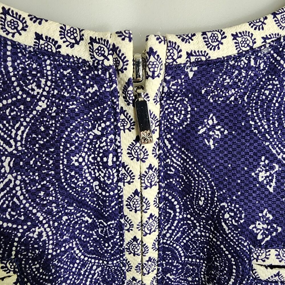 Isaac Mizrahi Live! Womens Jacket Blazer 26W Damask Mixed Print Blue White Zip - Picture 8 of 11